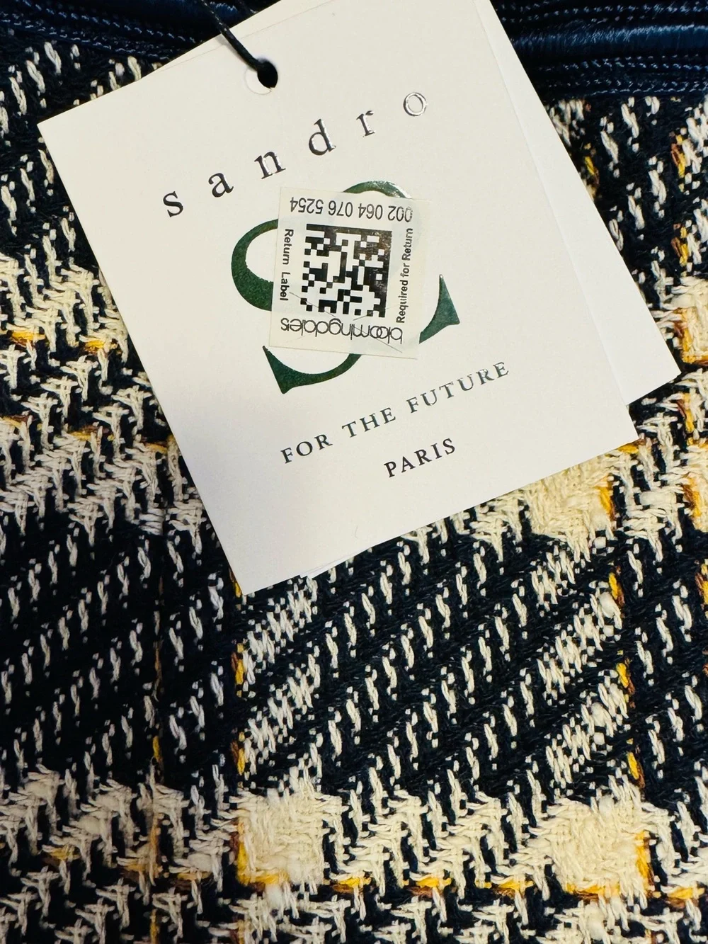 Sandro Navy and Cream Cropped Tweed Blazer and Skirt